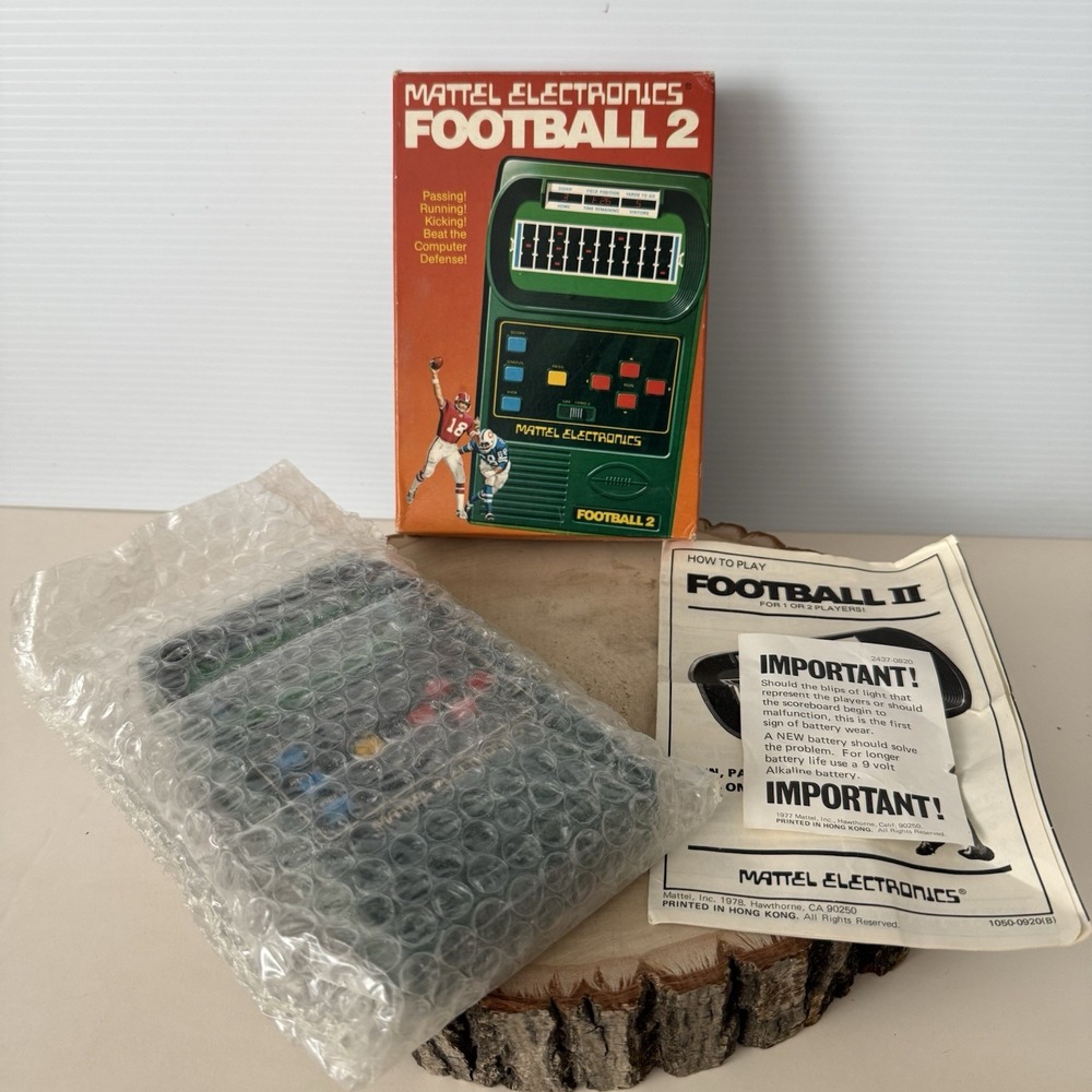 Vintage 1978 Mattel Electronics FOOTBALL 2 Game w/ Original Box & Instructions.